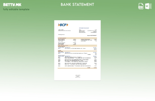 модерен стил Боливија банко де кредито де Боливија шаблон за извод од банка